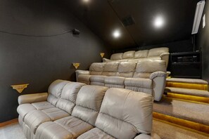 TV, offices - Spacious Family Home with Movie Theater, Large Kitchen, Pool and Poker Table (Soda Springs)