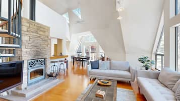 TV, fireplace, offices