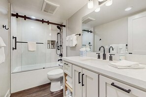 Dusche, Haartrockner, Handtücher