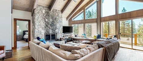 TV, fireplace, offices