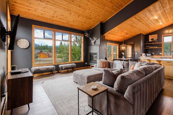 TV, fireplace, offices