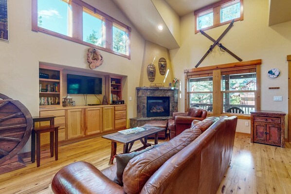 TV, fireplace, offices