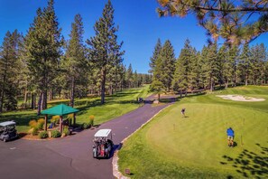 Golf - Updated home on quiet street with gas fireplace, shared hot tub, pool, & more (Truckee)