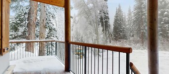 Luxurious furnished modern mountain ski chalet set deep in the woods