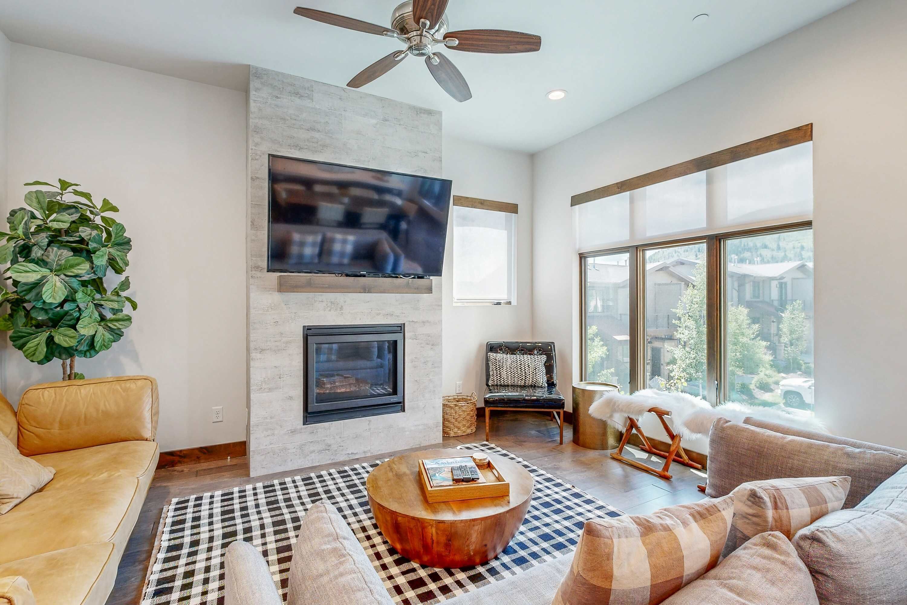 TV, fireplace, offices