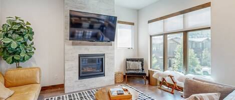 TV, fireplace, offices