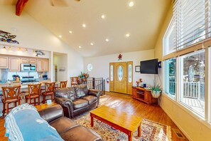 TV, fireplace, video games, DVD player