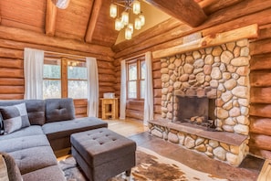 TV, fireplace, offices - Mountain view, dog-friendly cabin with fireplace, washer&dryer, grill, & hot tub (Rhododendron)
