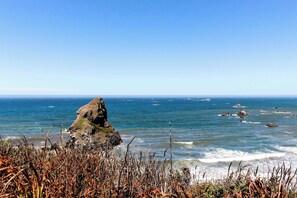 Beach nearby - Beachy dog-friendly home, with ocean views, easy beach access, & private hot tub (Gold Beach)