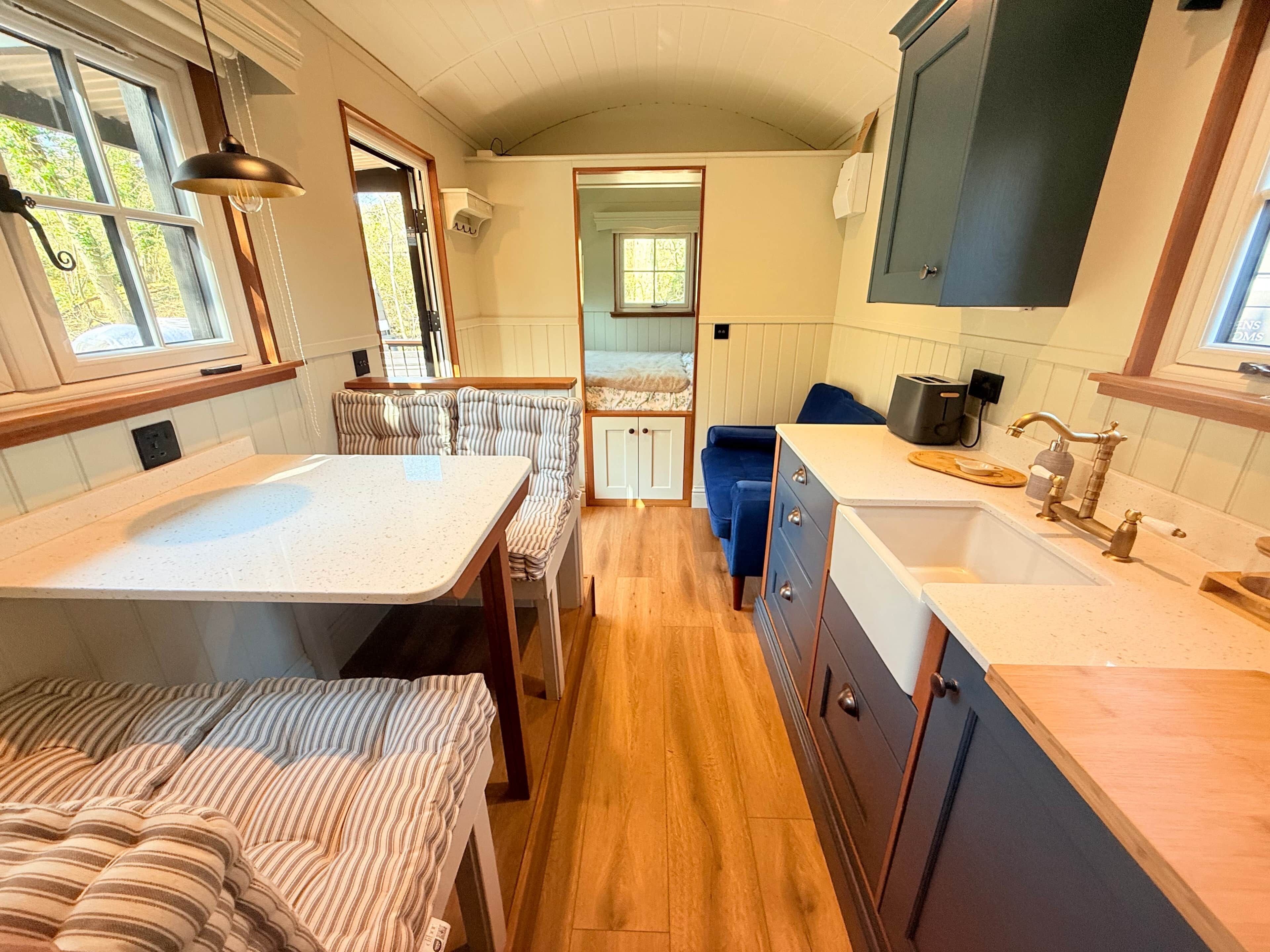 Bluebell Wood Shepherds Hut Living Area