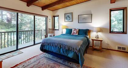 Unique lakefront cabin near the dunes with a private dock & fireplace