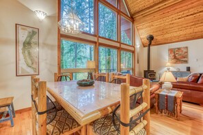 Dining - Gorgeous home with views of the river, fireplace, washer&dryer, & dog-friendly (Rhododendron)