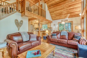 TV, DVD player, offices - Gorgeous home with views of the river, fireplace, washer&dryer, & dog-friendly (Rhododendron)