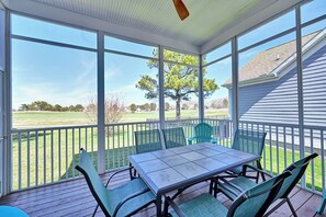 Outdoor dining - 169 October Glory-your next Bear Trap vacation! WIFI, Community Pool, Shuttle to the Beach, Tennis Courts, Fitness center and more! (Ocean View)