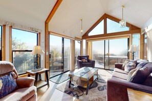TV - Tranquil dog-friendly coastal escape with private hot tub, patio, & nature views (Brookings)