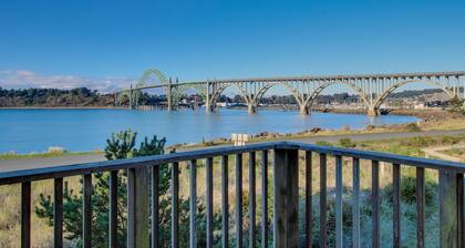 Walk to Oregon Coast Aquarium from this modern, dog-friendly, oceanview home