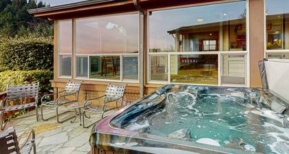Oceanfront home with private hot tub, walls of glass & spectacular view