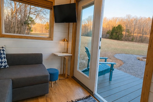 French doors, view from living room area