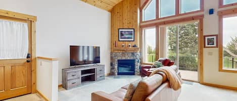 TV, fireplace, offices