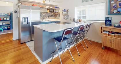 Dog-friendly home with two full kitchens & a gas grill - walk to the ocean