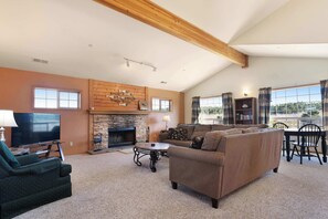 TV, fireplace, DVD player, stereo