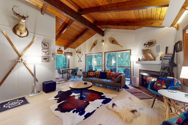 TV, fireplace, offices