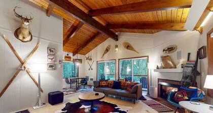Secluded dog-friendly cabin with two fireplaces, washer&dryer, deck & firepit