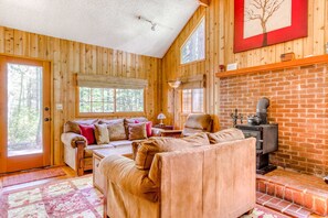 TV, fireplace, DVD player, offices - Modern, cozy, dog-friendly mountain retreat in central location (Rhododendron)