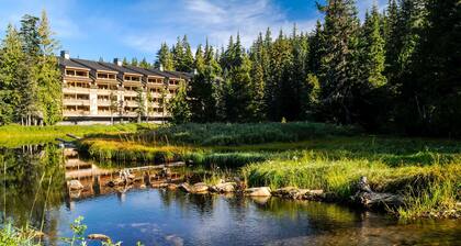 Luxury mountain home withshared pool & hot tub, patio, balcony views, & free WiFi