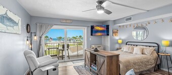 NEW! Beautiful Ocean Views STEPS from the Beach with Pool! 3rd Floor Studio!