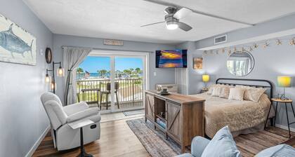 NEW! Beautiful Ocean Views STEPS from the Beach with Pool! 3rd Floor Studio!
