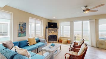 TV, fireplace, offices
