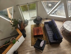 TV, offices - Unique Geodesic Dome Home with WiFi, Deck & Lovely Views - 2 Dogs OK (Otter Rock)