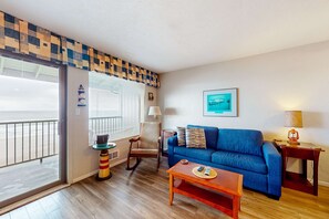 TV, fireplace, DVD player, offices - Oceanfront condo with amazing view, fireplace, balcony & beach access (Newport)