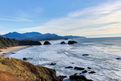 Colorful, Dog-Friendly Cottage with Free WiFi, Fireplace - Near Beach & Town