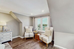 TV, fireplace, offices - Waterfront, dog-friendly condo at Shelter Cove with pool, deck & harbor view (Hilton Head)