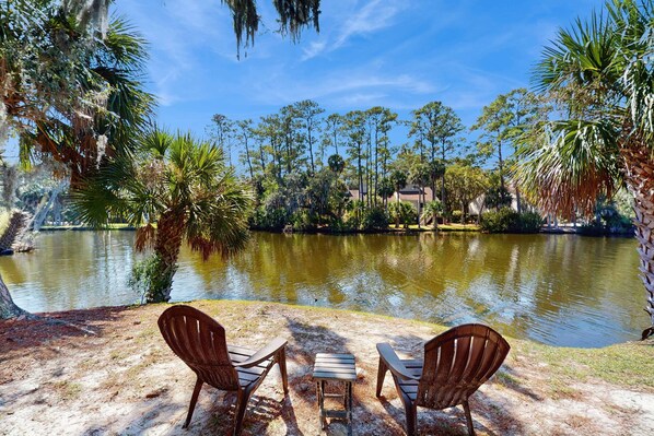 Property grounds - Beautiful home with natural light, lagoon views - Community Hot tub & Pool (Edisto Beach)