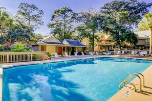 Pool - Sunny Villa with Spacious Decks, Al Fresco Dining, & Shared Pool - Nearby Beach Access (Hilton Head)