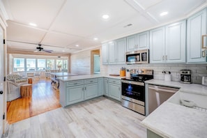 Fridge, microwave, oven, stovetop - Beautiful home across the street from the beach with patio, deck, ocean views (Edisto Beach)