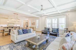TV, fireplace - North Forest Beach home with a private pool and four primary suites (Hilton Head)