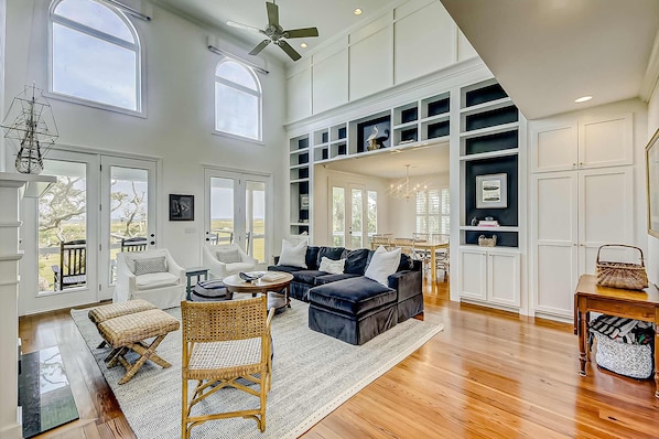 TV - Wonderful coastal home with ocean & creek views, Ping-Pong table, & dock (Edisto Island)