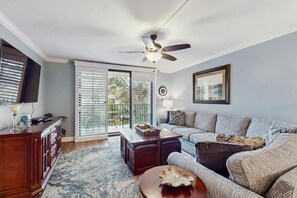 TV, DVD player, offices - Oceanfront villa with WiFi, full kitchen, pool, & hot tub - beach nearby (Hilton Head)