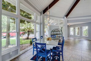Dining - Luxurious lagoon home w/ kayaks, bikes, game room, cardio gym, & private pool (Hilton Head)