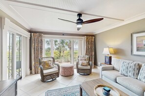 TV, DVD player, offices - Direct Ocean View Condo with balcony, pools, hot tub, boardwalk to beach (Hilton Head)