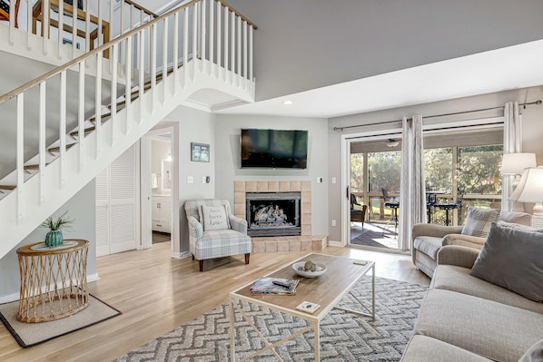 TV, DVD player, offices - Dog-friendly beach home with screened porch, charming interior, & W/D (Edisto Beach)