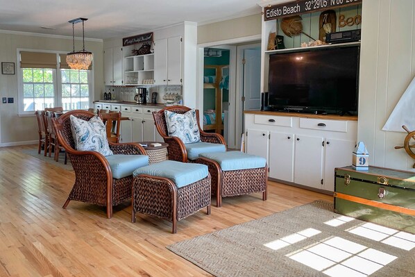 Interior - Ocean-view dog-friendly home across street from beach with private pool, W/D, AC (Edisto Beach)