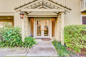 Exterior detail - North Forest Beach home with large deck, three houses from the beach (Hilton Head)