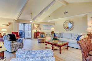 TV, DVD player - North Forest Beach home with large deck, three houses from the beach (Hilton Head)