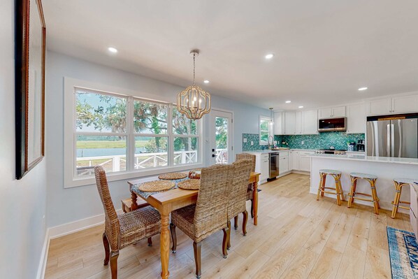 Dining - Waterfront home with private dock & deck with great views, walk to the beach (Edisto Beach)