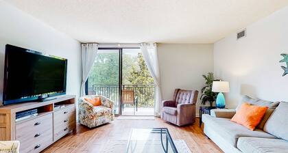 Dog-friendly coastal condo - water views, balcony, W/D, & AC